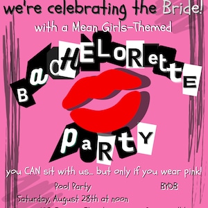 Mean Girls Bachelorette Invitation and Decor Template