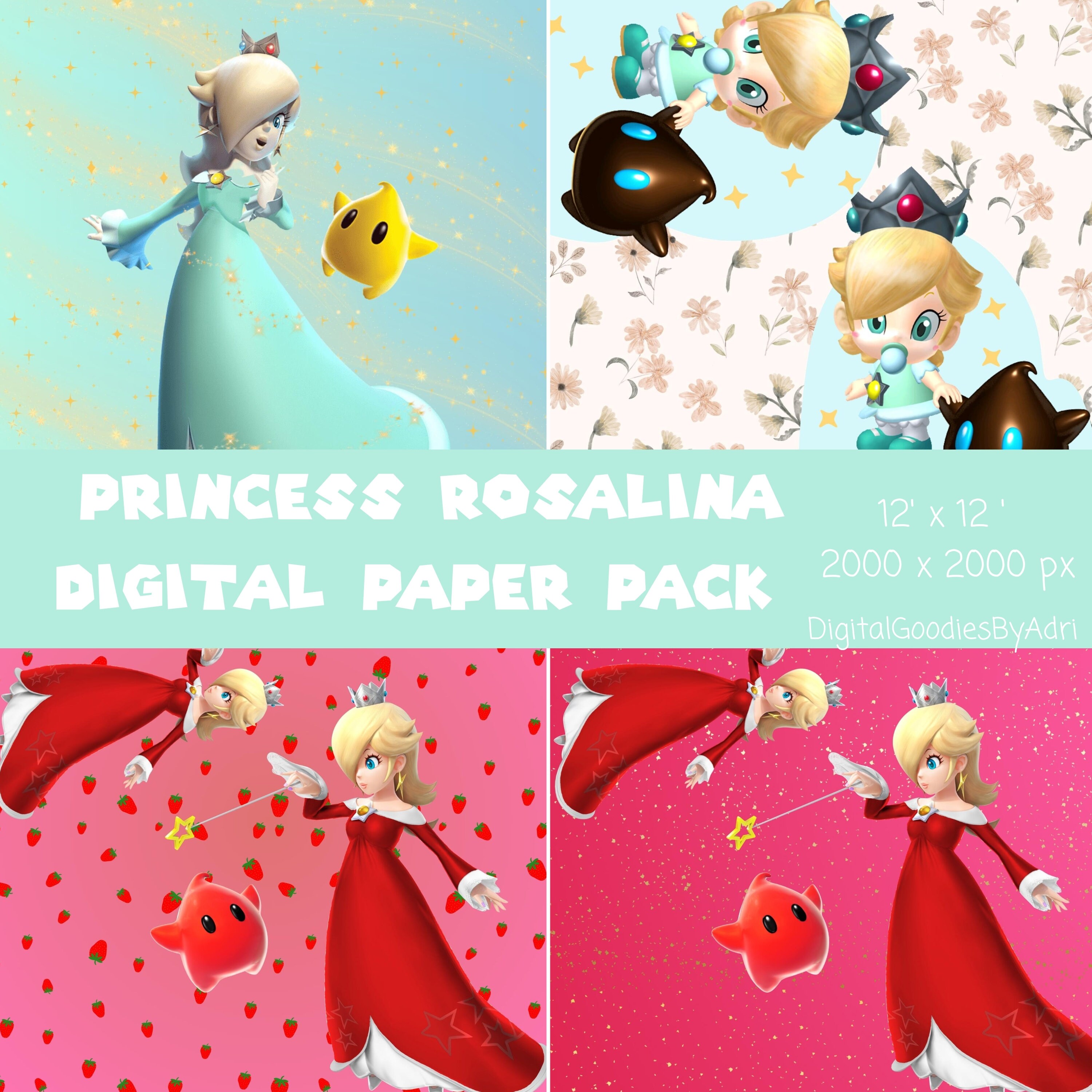 Princess Rosalina Digital Peach Paper Pack Super Mario Etsy