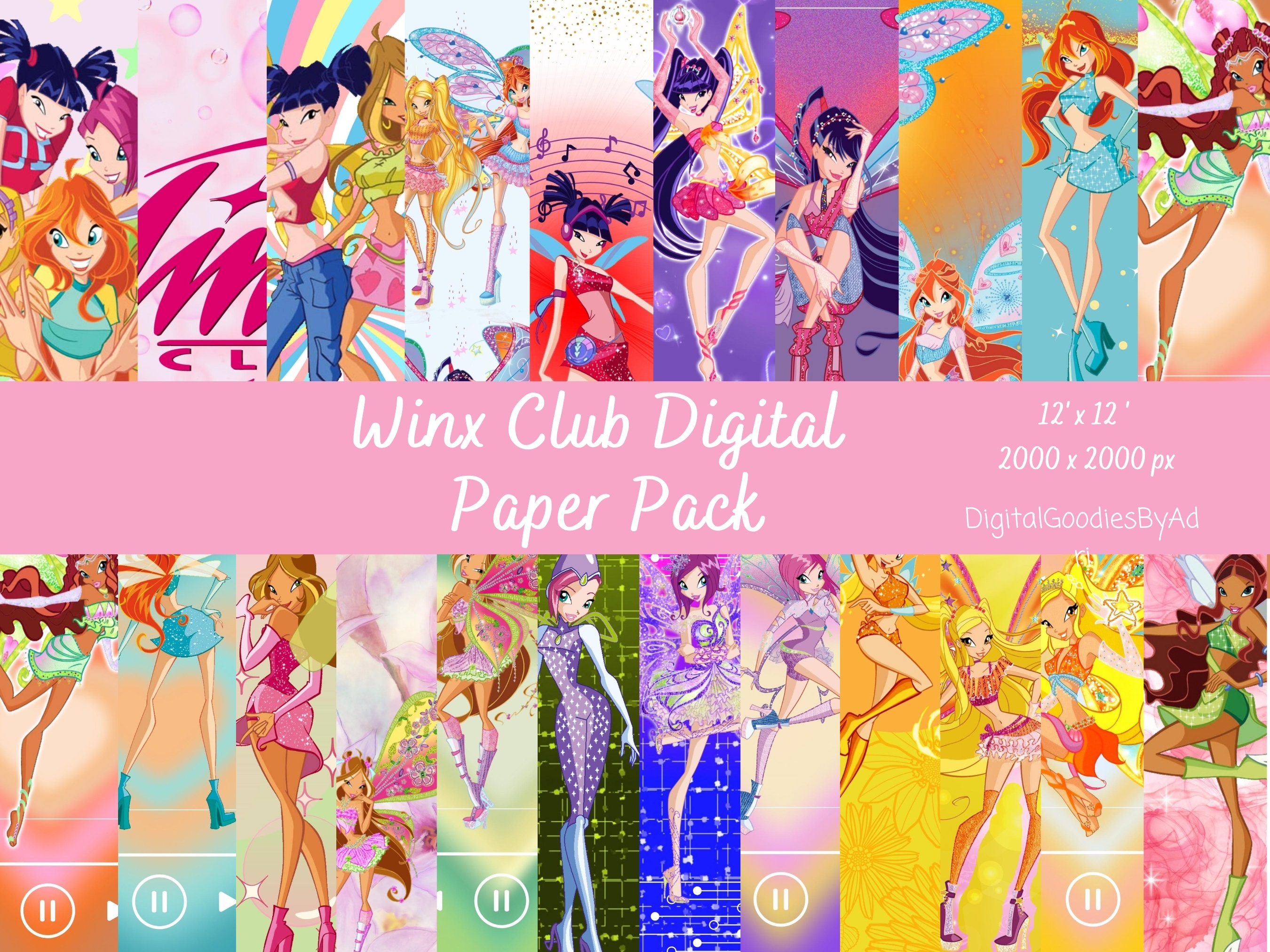 Winx Club Themed Digital Paper Pack Fairy Digital Download Etsy
