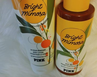 VS PINK Bright Mimosa 2PC Set Fragrance Mist and Body Lotion