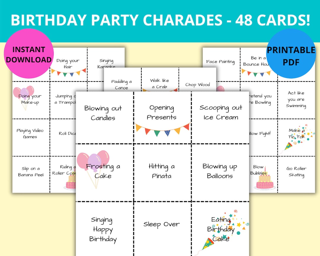Printable Charades Game, 70 Fun Words and Actions, Charades, Charades