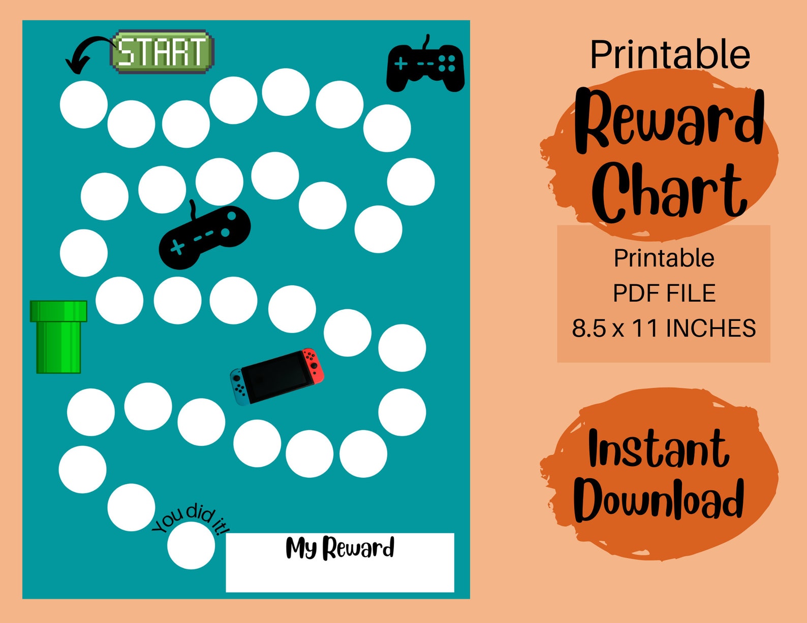 printable-video-game-reward-chart-video-game-behavior-chart-etsy