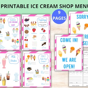 Printable Ice Cream Shop Menu BUNDLE |Pretend Play Ice Cream Download | Preschool Homeschool Activity | Dramatic Role Play