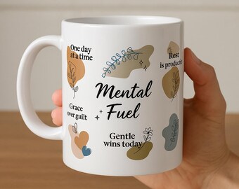 Inspirierende Tasse für Self-Care | Mentales Tanken | Motivierende Kaffeetasse | Positive Affirmationen | Geschenk für Wellness Liebhaber, Entspannung,