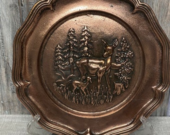 Vintage Wall Plate Dear in Forest