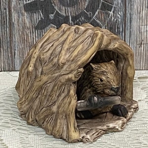 Vintage Woodland Surprises Beaver by artist Jacqueline Bardner Smith