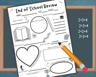 Kids Year in Review, End of School Questionnaire, Students Interview, Teacher End of Year Printable, Kids Journal Activity, Digital Download