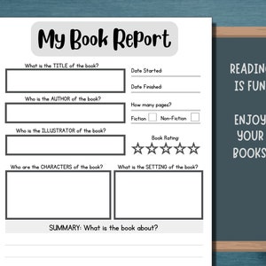 Kids Book Review Template, Book Report Worksheet, Summer Reading Book Challenge, Student Book Tracker, Homeschool Printable Book Report Form