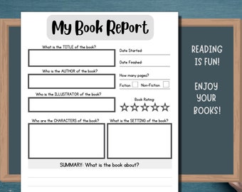 Kids Book Review Template, Book Report Worksheet, Summer Reading Book Challenge, Student Book Tracker, Homeschool Printable Book Report Form