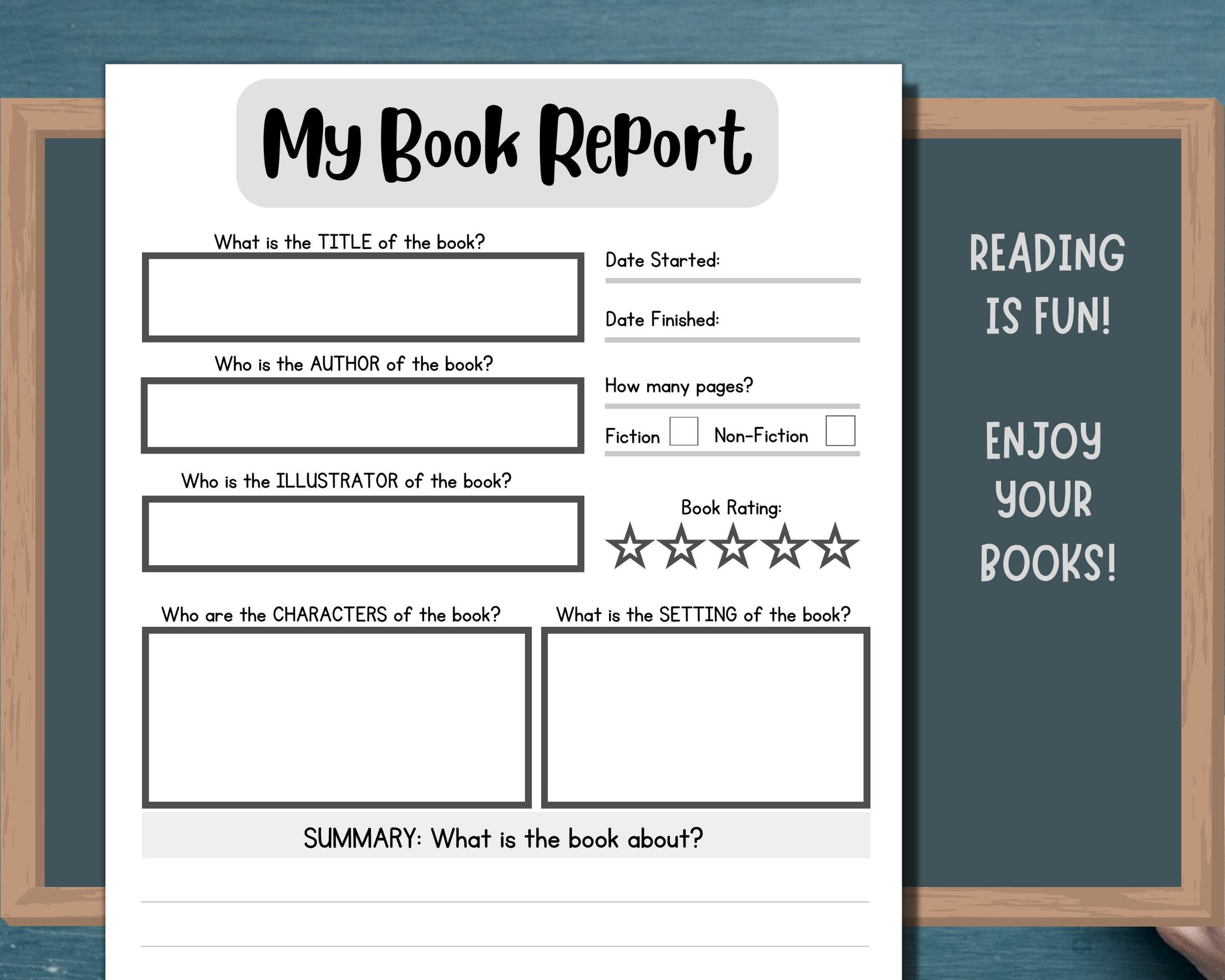 book report cover page