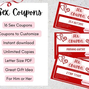 Sex Coupons | Adult Coupons | Naughty Coupons | Sex Coupons for Adults | Printable Sex Coupons | Valentine&#39;s Day | Anniversary Coupons | Him