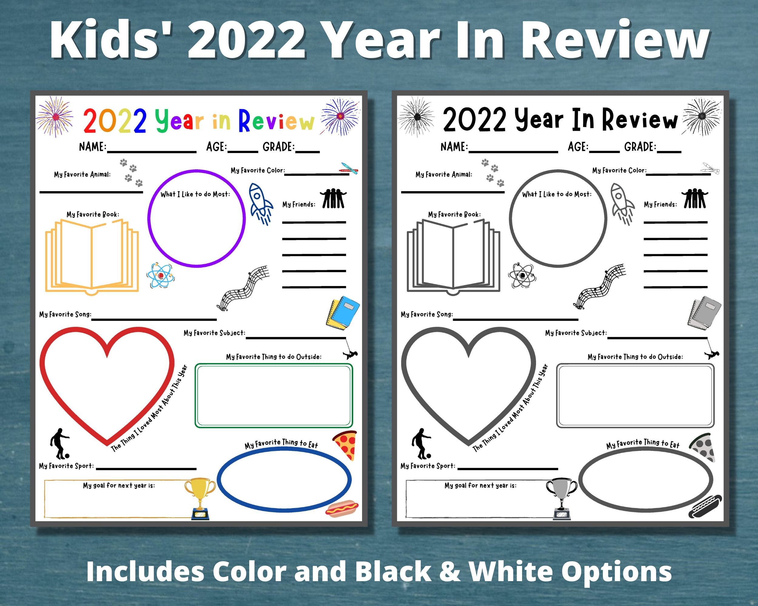 Kids Year in Review 2022 Printable New Year's Eve - Etsy Canada