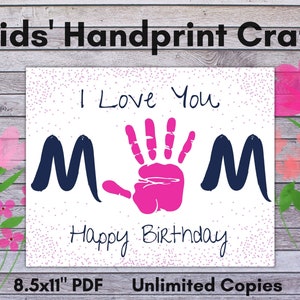 Alles Gute zum Geburtstag Mama Handabdruck Handwerk, Kinder Handabdruck Handwerk, Geburtstagsgeschenk für Mama, Baby Kleinkind Kind Handkunst, Andenken Handwerk für Mama, DIY