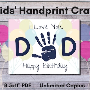 Alles Gute zum Geburtstag Papa Handabdruck, Kinder Handabdruck für Papa, DIY Geburtstagsgeschenk für Papa, Baby Kind Kleinkind Handkunst, Andenken Basteln für Papa