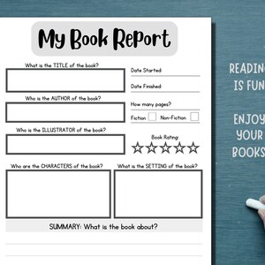 Unlimited copies book report template for classroom.