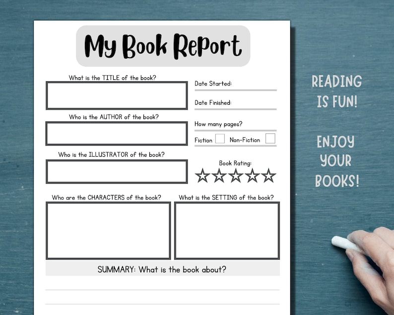 Unlimited copies book report template for classroom.