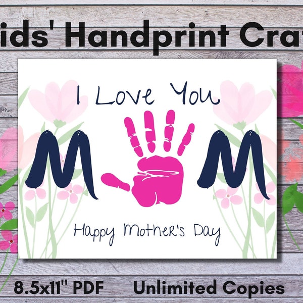 Mother's Day Handprint Craft, Kids Handprint Craft, Keepsake Craft for Mom, Child Art Activity, Baby Toddler Child Craft, Handprint Activity