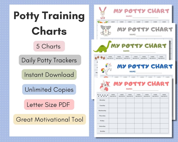 Potty Training Chart, Toddler Potty Chart, Printable Kids Chart, Potty Training Sticker Chart, Daily Potty Tracker, Motivational Chart, PDF