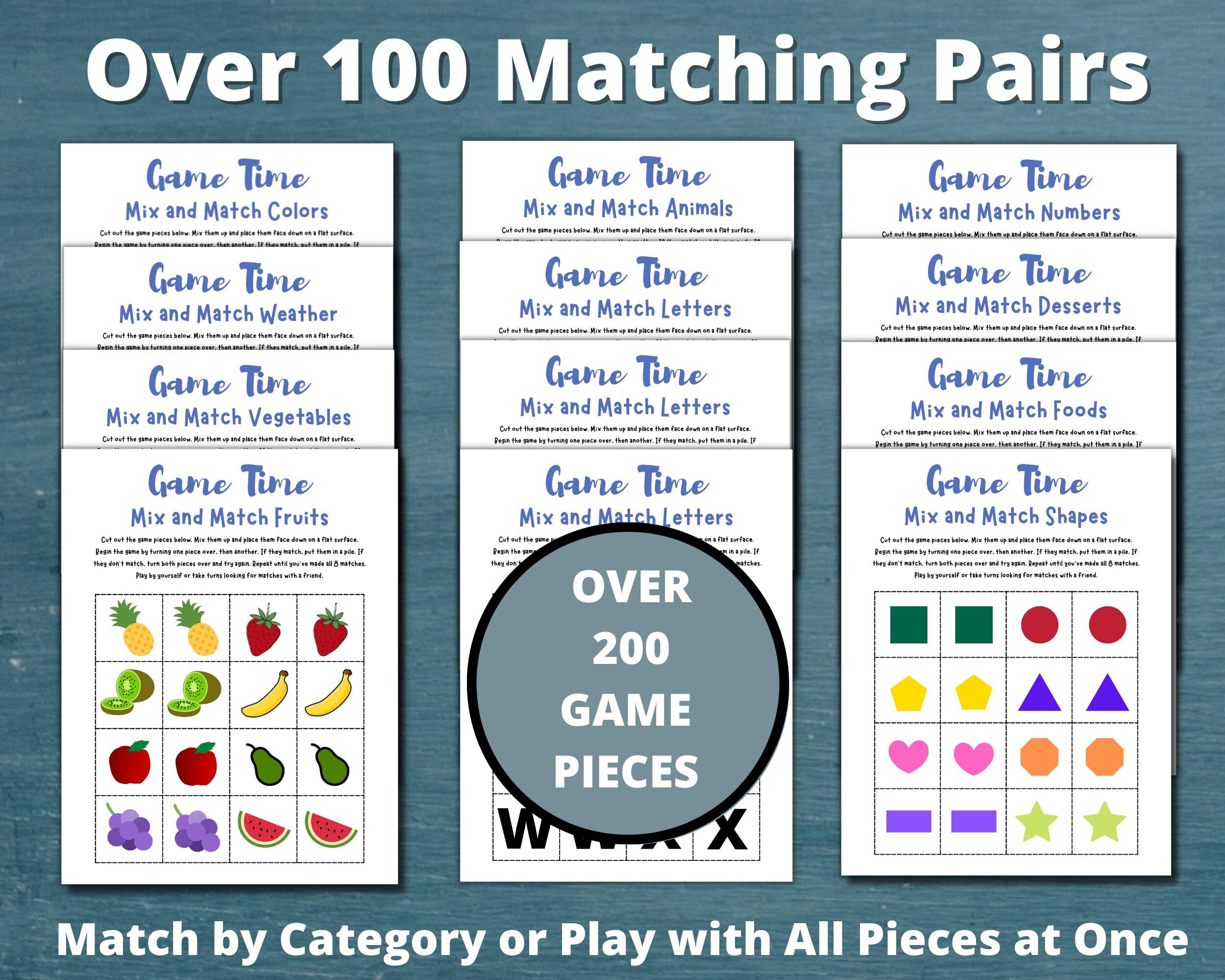 Memory Games for Kids Printable, Matching Games for Toddlers, Preschool ...