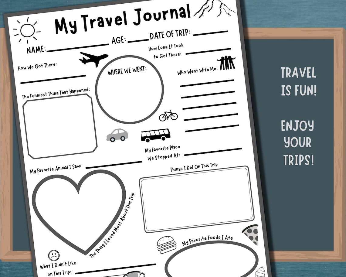 Printable Kids Travel Journal Pages Summer Travel Journal Etsy Australia