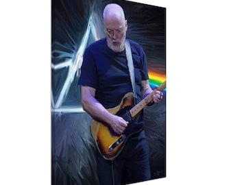 Pittura digitale di David Gilmour [foto originale Jimmy Baikovicius (CC BY-SA 2.0)]