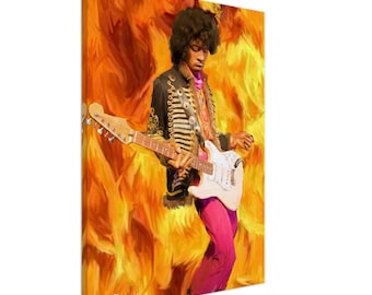 Jimi Hendrix (sfondo di fuoco) Pittura digitale