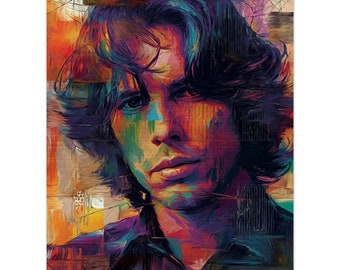 Pittura digitale di Jim Morrison Stampa su alluminio spazzolato