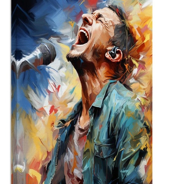 Chester Bennington (Linkin Park) Pintura digital sobre lienzo