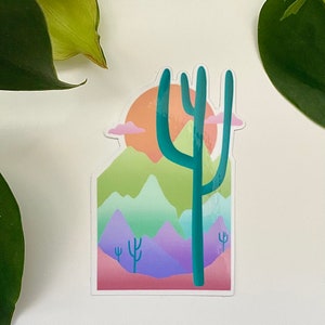Saguaro Cactus Plant Sticker - Multi Surface + Decal impermeabile per notebook, waterbottle e gadget / Regalo di decalcomania colorata per il migliore amico