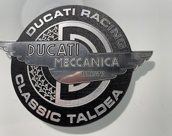 Ducati Meccanica logo laser cut stainless steel/black reproduction