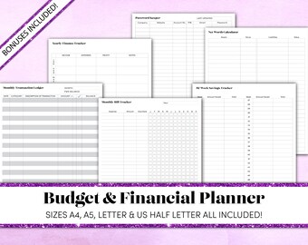 Budget Planner | Printable Financial Planner | Budget Binder | Finance Tracker | Finance Planner | Savings Tracker | Expense Tracker Bundle