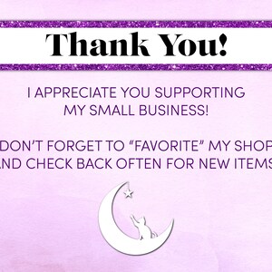 Peut inclure: Merci ! J'appr&eacute;cie votre soutien &agrave; ma petite entreprise ! N'oubliez pas de "favoriser" ma boutique et revenez souvent pour de nouveaux articles !