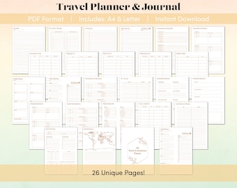 Travel Planner Bundle | Itinerary Planner | Vacation Planner | Trip Planner | Travel Journal | Travel Planner Printable | Print Itinerary