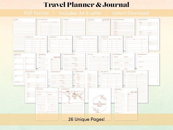 Travel Planner Bundle | Itinerary Planner | Vacation Planner | Trip Planner | Travel Journal | Travel Planner Printable | Print Itinerary