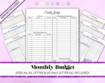 Monthly Budget Planner | Monthly Budget Template | Monthly Budget Printable Sheet | Budget Tracker | Expenses Tracker PDF | Easy Budgeting