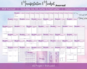 Manifestation Journal | Mindset Journal | 555 | 369 | Affirmations Journal | Laws of Attraction | Gratitude Journal | Manifesting Planner