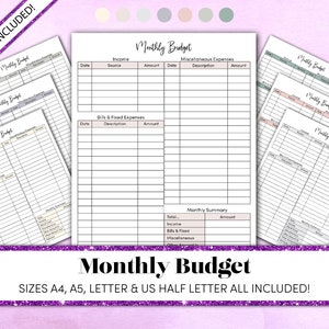 Monthly Budget Planner | Monthly Budget Template | Monthly Budget Printable Sheet | Budget Tracker | Expenses Tracker PDF | Easy Budgeting