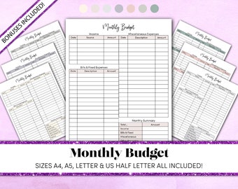 Monthly Budget Planner | Monthly Budget Template | Monthly Budget Printable Sheet | Budget Tracker | Expenses Tracker PDF | Easy Budgeting
