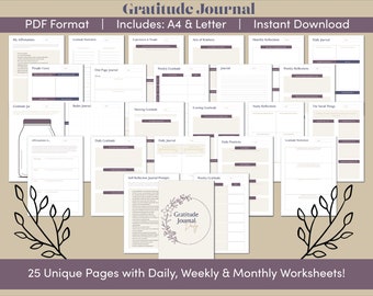 Gratitude Journal | Daily Gratitude Journal | Gratitude | Happiness Journal | Positivity Planner | Self Care Journal | Mindfulness Diary