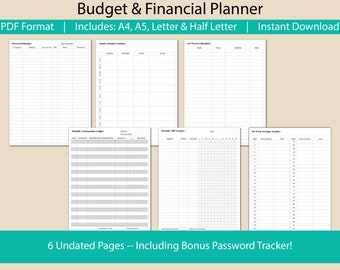 Financial Planner Printable | Budget Planner | Finance Planner Bundle | Savings Tracker | Expense Tracker | Financial Tracker | Finances