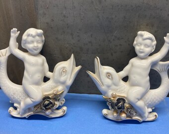 Antique Cherub Fish Decor