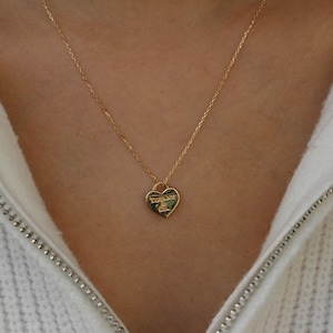 14k solid gold heart pendant necklace