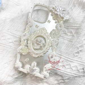 White Baroque Style Decoden Phone Case For All Brand
