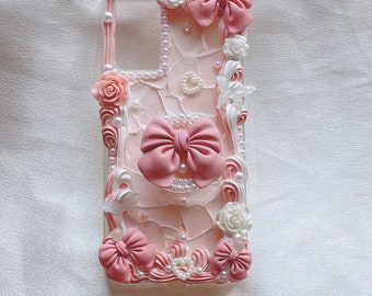 Princess Style Pink Bow Decoden Phone Case For All Brand