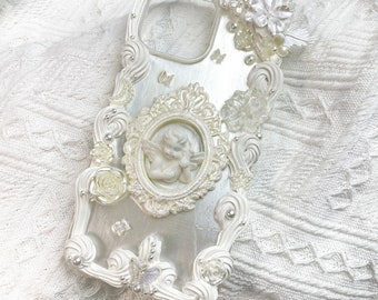 White Baroque Style Decoden Phone Case