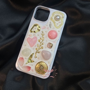 Pink Stone And Shell Mosaic Phone Case For All Brand