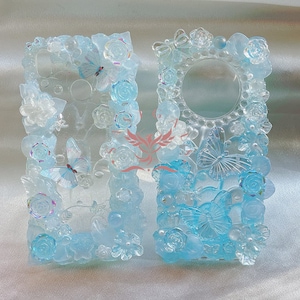 Fantasy Light Blue Butterfly Jelly Decoden Phone Case For All Brand