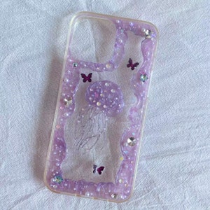 Purple Pearlescent Jellyfish Ocean Resin Phone Case For All Brand image 2