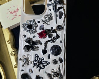 Black Goth Inspried Shell Mosaic Phone Case For All Brand