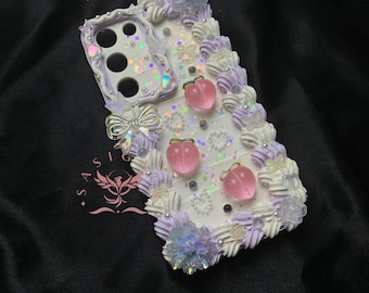 パープルピーチ3Dデコデン携帯ケース（全ブランド対応）